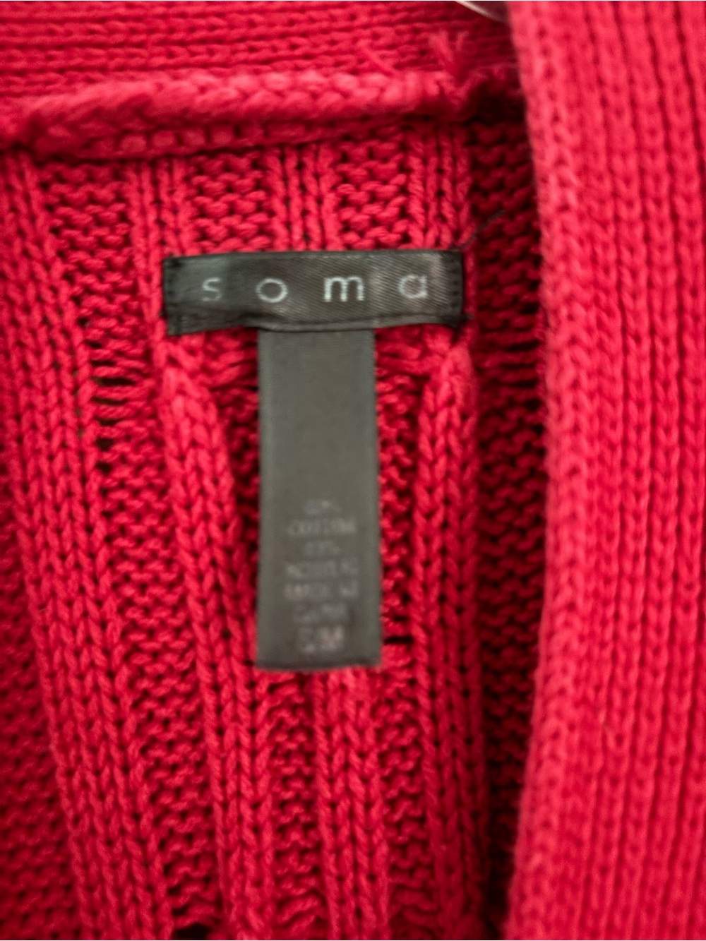 Soma Red Cable Knit Robe - Picture 3 of 3